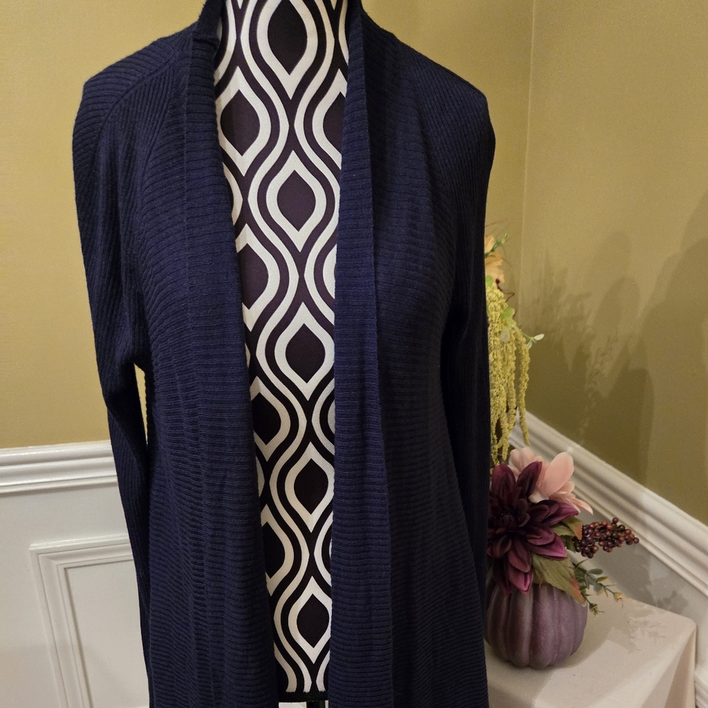 Faded Glory Navy Blue Long Sleeve Cardigan Medium